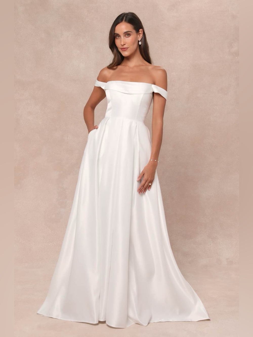 LULUS Extraordinary Vow Off the Shoulder Wedding Gown XS White Bridal Dress FLAW